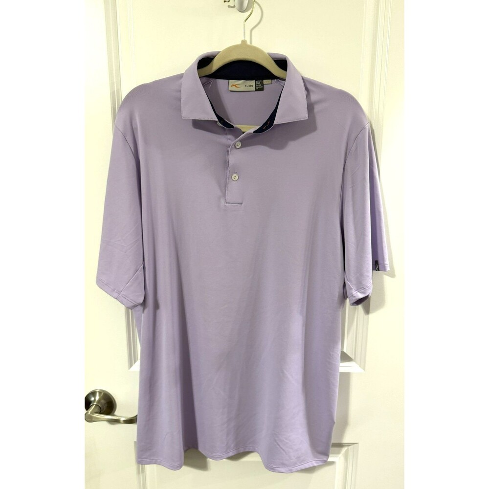 Kjus Shirt Mens 54 XL Polo Purple White Golf